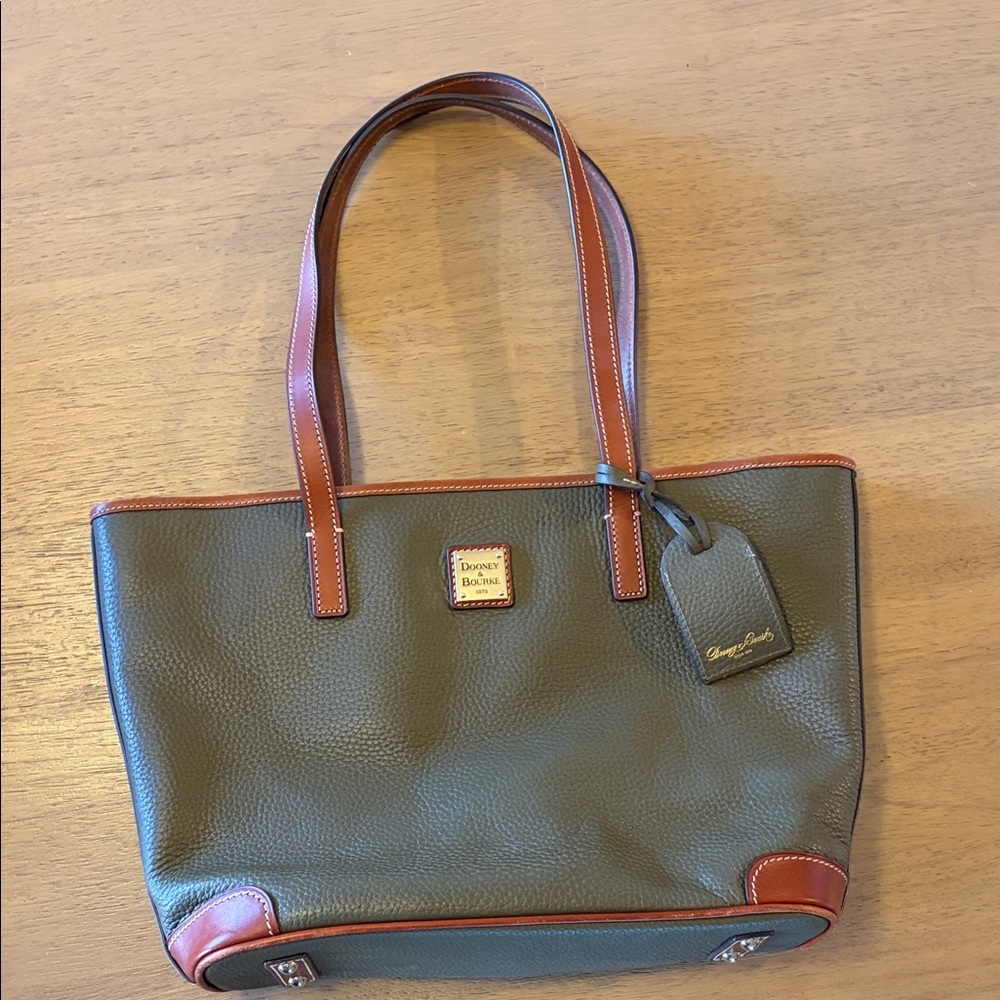 Dooney & Bourke Olive and Chestnut Leather Tote